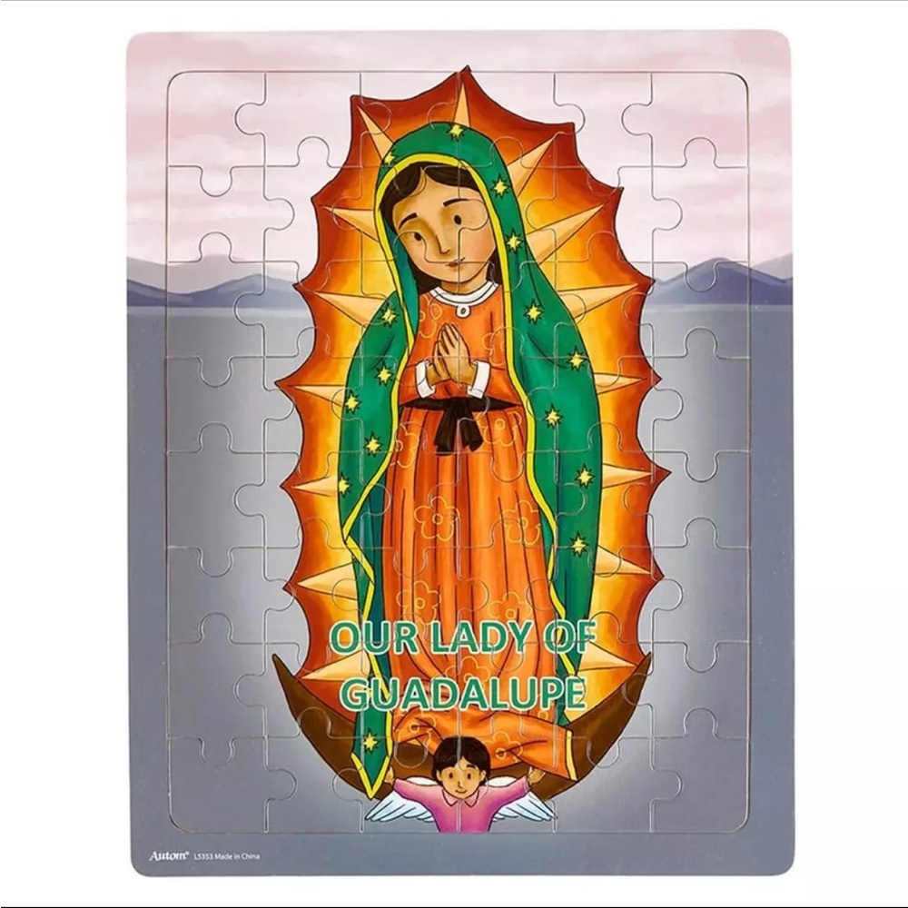 Mini Saints Lady of Guadalupe wood and cardboard tray puzzle 48pc discontinued!